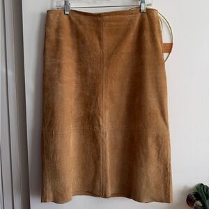 Clio Tan Suede Midi Skirt